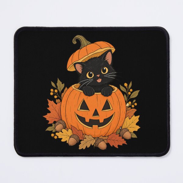 Item preview, Charming Black Cat In Pumpkin Stem Hat Autumn Felinesss designed and sold by Aqouiatiqe.