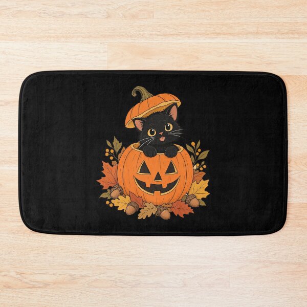 Item preview, Charming Black Cat In Pumpkin Stem Hat Autumn Felinesss designed and sold by Aqouiatiqe.