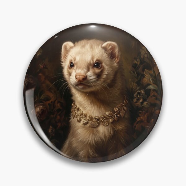 Item preview, Royal Ferret Portrait with Golden Leaf Necklace designed and sold by Real Beast Art.