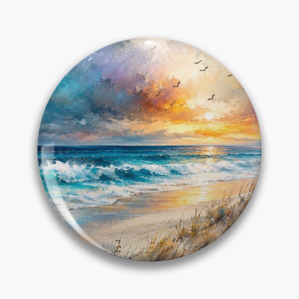 Item preview, Golden Tides at Twilight - Teal and Gold Coastal Sunset Ocean Art designed and sold by Joey Santiago.