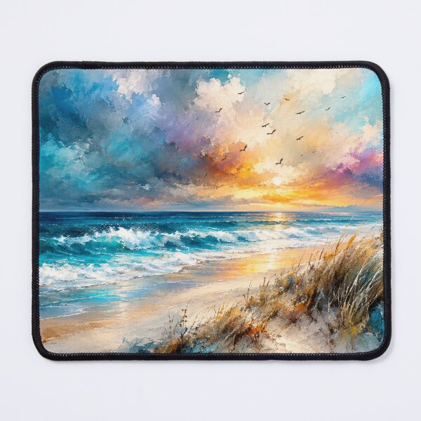 Item preview, Golden Tides at Twilight - Teal and Gold Coastal Sunset Ocean Art designed and sold by Joey Santiago.