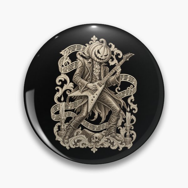 Item preview, Pumpkin Head Rock Guitarist Vintage Gothic Engraving Artwork designed and sold by Aqouiatiqe.