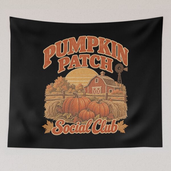 Item preview, Pumpkin Patch Social Club Vintage Farm Barn Landscape artwork designed and sold by Aqouiatiqe.