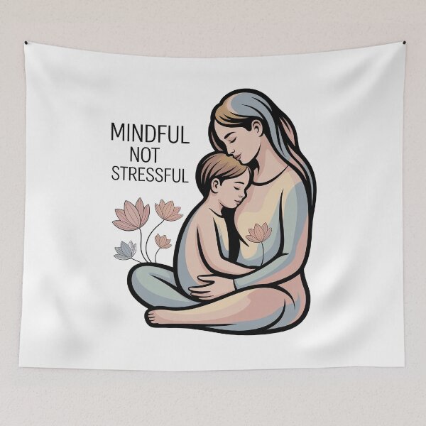Item preview, Mindful Not Stressful Mother Child Pink Blue designed and sold by 108stillness.