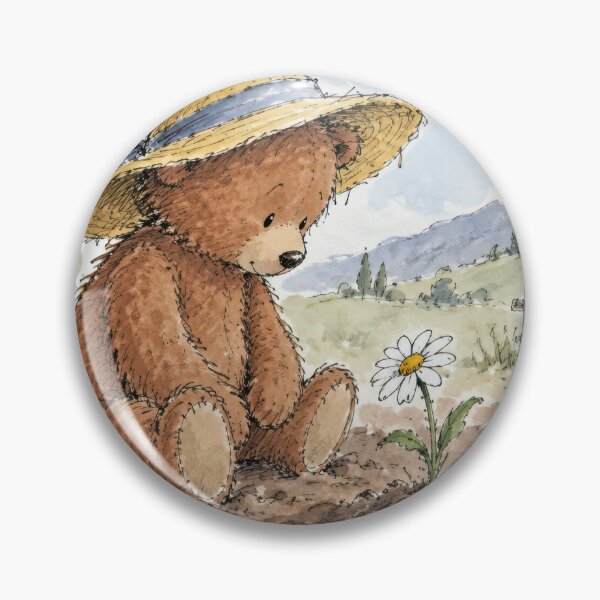 Item preview, Teddy Bear Looking a  White Daisy in Dirt designed and sold by Maria Dryfhout.