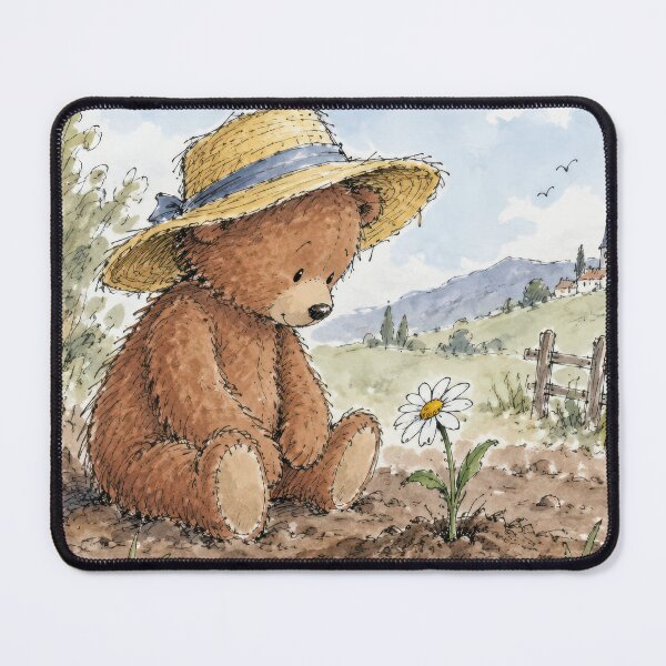 Item preview, Teddy Bear Looking a White Daisy in Dirt designed and sold by Maria Dryfhout.