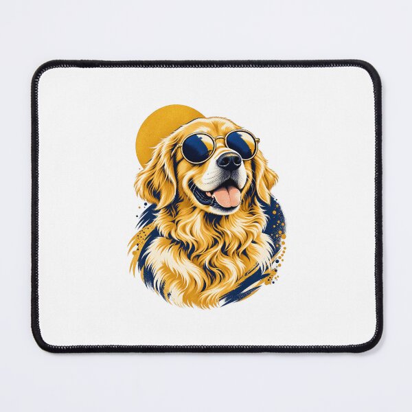 Item preview, Cool Golden Retriever with Retro Round Sunglasses – Vintage Pop Art designed and sold by Khan Designss.