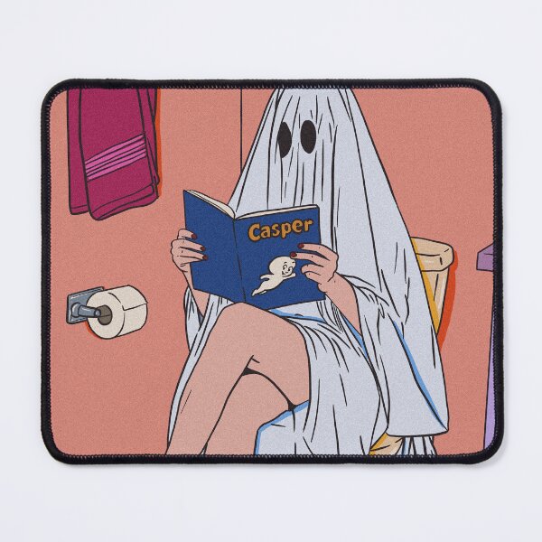 Item preview, Classy ghost reading in the bathroom in red heels designed and sold by MadaFaCose.