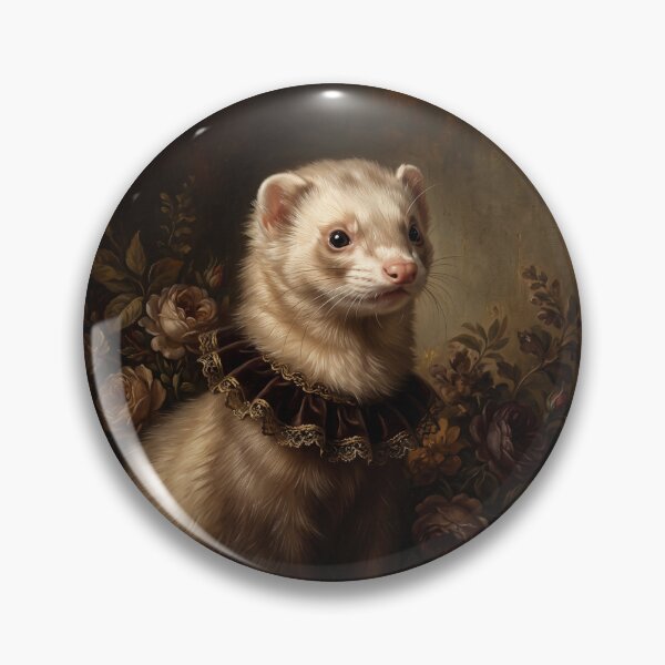 Item preview, Royal Ferret Portrait with Gold Velvet Collar designed and sold by Real Beast Art.