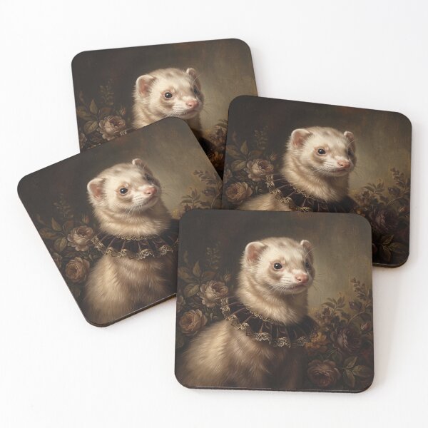 Item preview, Royal Ferret Portrait with Gold Velvet Collar designed and sold by Real Beast Art.