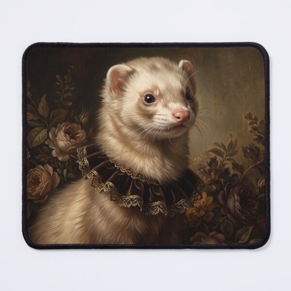 Item preview, Royal Ferret Portrait with Gold Velvet Collar designed and sold by Real Beast Art.