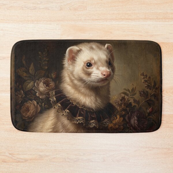 Item preview, Royal Ferret Portrait with Gold Velvet Collar designed and sold by Real Beast Art.