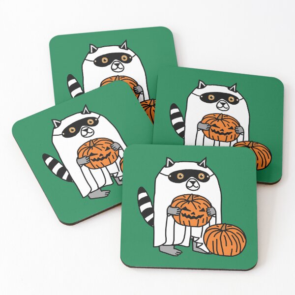 Item preview, Funny Halloween Ghost Raccoon and Pumpkin designed and sold by ellenhenry.