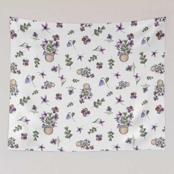 Item preview, Purple Floral Planter and Butterfly Seamless Pattern - Botanical Home Decor designed and sold by Orly Fuchs Galchen.