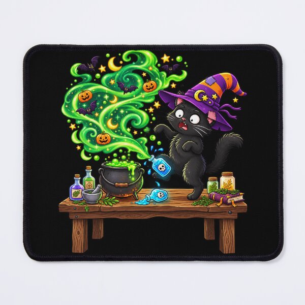 Item preview, Funny Halloween Black Cat Witch – Spooky Potion Cauldron designed and sold by Haji Kamora.