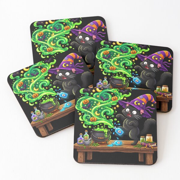Item preview, Funny Halloween Black Cat Witch – Spooky Potion Cauldron designed and sold by Haji  Kamora.