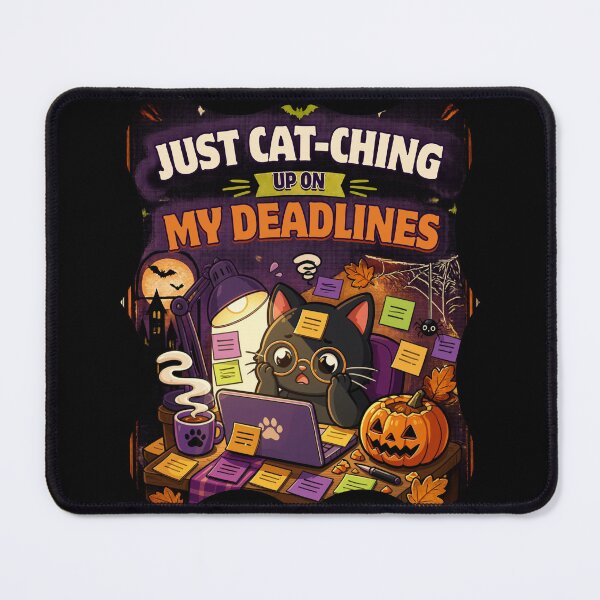 Item preview, Just Catching Up On My Deadlines - Funny Halloween Cat WFH Humor designed and sold by ChicDesk.