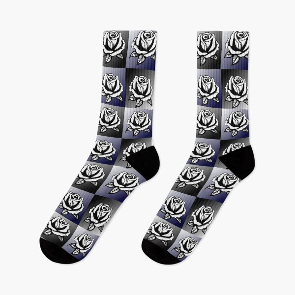 Aperçu de l'œuvre Motif gothique de roses noires et blanches – Design floral monochrome sombre – Produit 0006 créée et vendue par simplycolours.