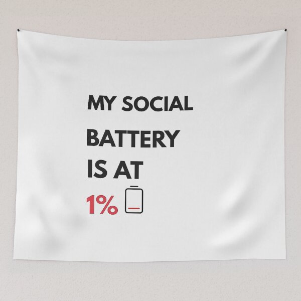Item preview, My Social Battery Is At 1% Funny Introvert Sarcasm designed and sold by Founderpallavi.