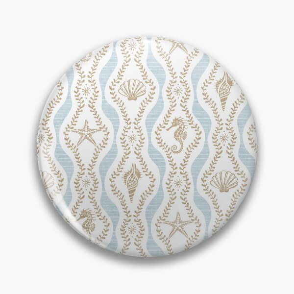 Item preview, Seahorses Shells And Starfish And Wavy Seaweed In Blue And Brown Taupe  designed and sold by EliveraDesigns.