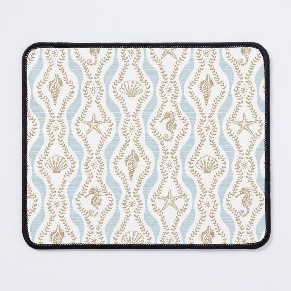 Item preview, Seahorses Shells And Starfish And Wavy Seaweed In Blue And Brown Taupe designed and sold by EliveraDesigns.
