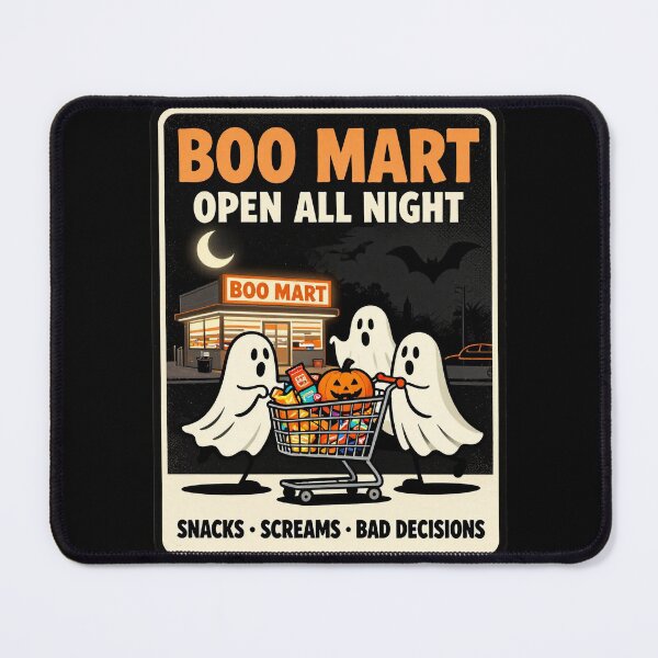 Item preview, Boo Mart Open All Night – Funny Halloween Ghost Shopping T-Shirt designed and sold by Thompika.