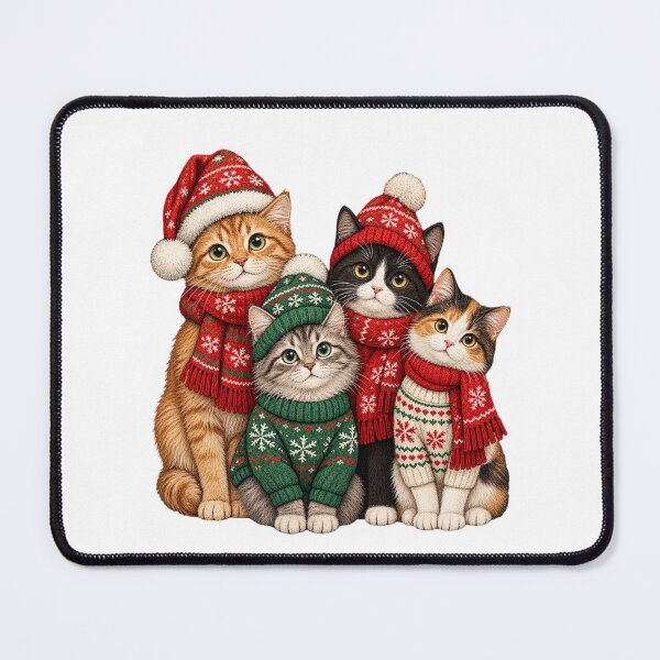 Item preview, Cute Christmas Cats in Festive Sweaters and Santa Hats – Holiday Cat Lover Design designed and sold by SOUFIANE1991.