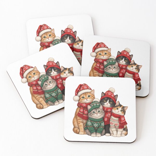 Item preview, Cute Christmas Cats in Festive Sweaters and Santa Hats – Holiday Cat Lover Design designed and sold by SOUFIANE1991.