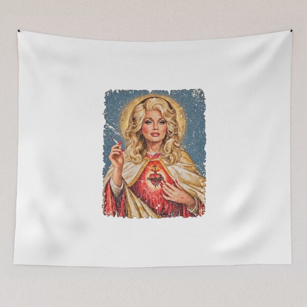 Item preview, Saint Dolly Parton Sacred Heart Smoking Religious Icon Vintage designed and sold by PunPals-Art.
