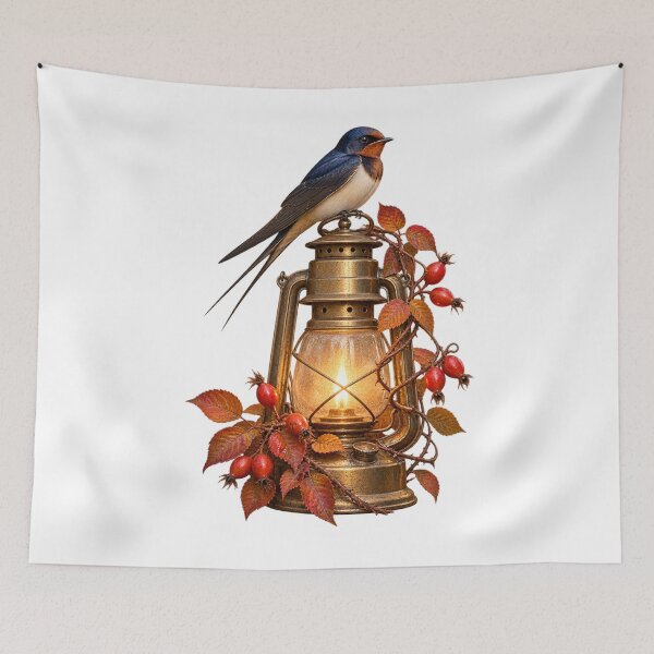 Item preview, Barn Swallow on an Autumn Lantern designed and sold by Golden Era Studio.