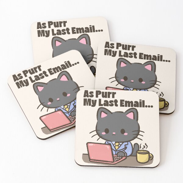 Item preview, Kawaii Office Black Cat - As Purr My Last Email designed and sold by legendaryskins.