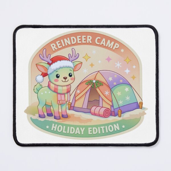 Item preview, Reindeer Camp Holiday Edition Pastel Outdoor Adventure Badge designed and sold by GabeMountainArt.