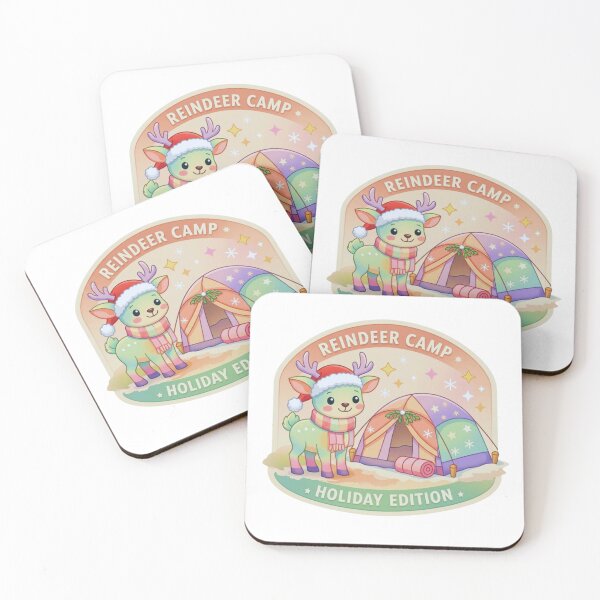 Item preview, Reindeer Camp Holiday Edition Pastel Outdoor Adventure Badge designed and sold by GabeMountainArt.