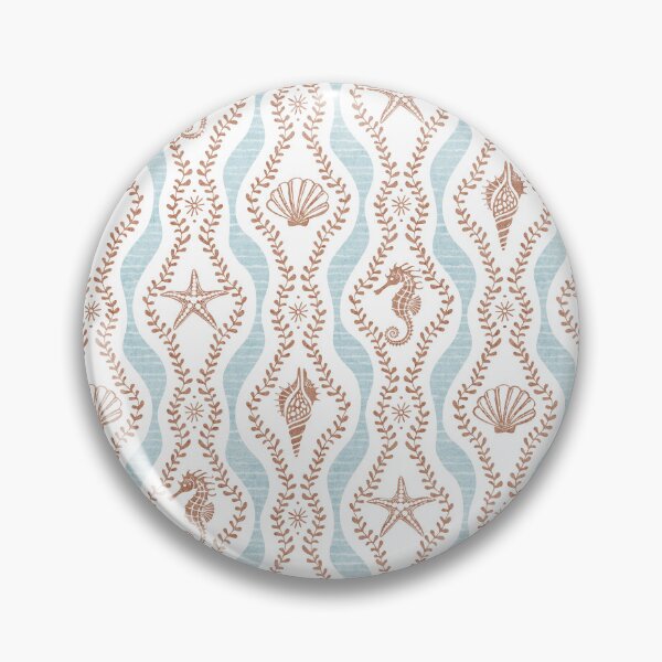 Item preview, Seahorses Shells And Starfish And Wavy Seaweed In Blue And Terracotta designed and sold by EliveraDesigns.