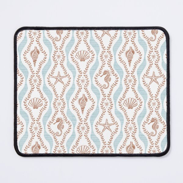 Item preview, Seahorses Shells And Starfish And Wavy Seaweed In Blue And Terracotta designed and sold by EliveraDesigns.
