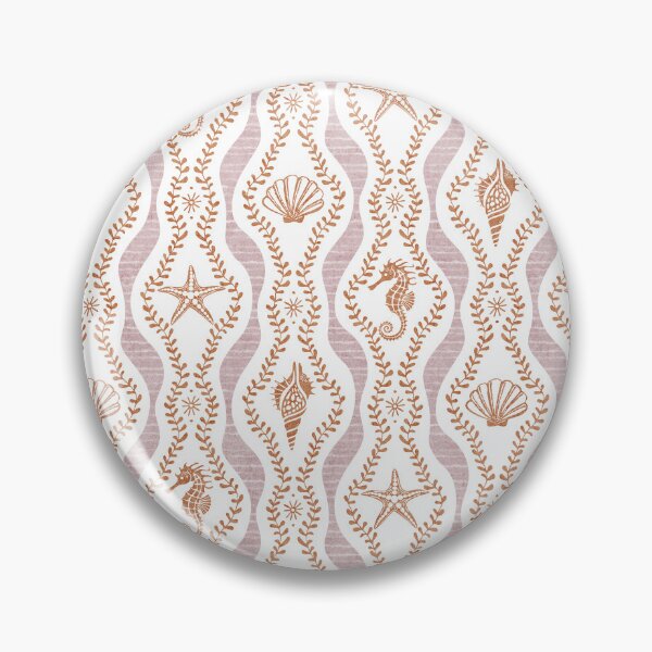 Item preview, Seahorses Shells And Starfish And Wavy Seaweed In Dusty Pink And Terracotta designed and sold by EliveraDesigns.