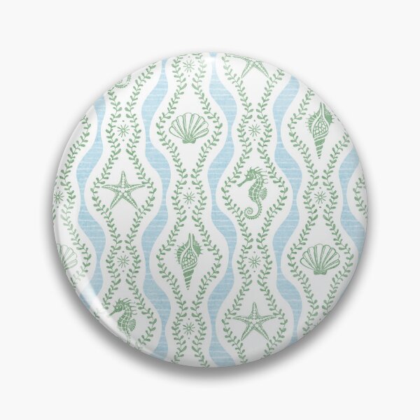Item preview, Seahorses Shells And Starfish And Wavy Seaweed In Green And Blue designed and sold by EliveraDesigns.