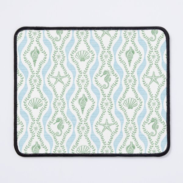Item preview, Seahorses Shells And Starfish And Wavy Seaweed In Green And Blue designed and sold by EliveraDesigns.