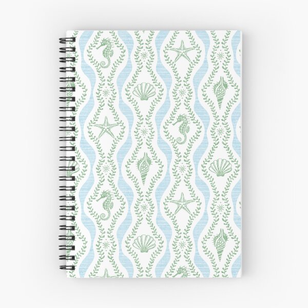 Item preview, Seahorses Shells And Starfish And Wavy Seaweed In Green And Blue designed and sold by EliveraDesigns.