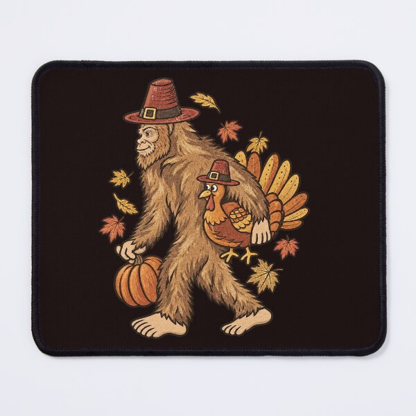 Item preview, Bigfoot Sasquatch Thanksgiving Pilgrim Turkey Pumpkin Vintage designed and sold by PunPals-Art.