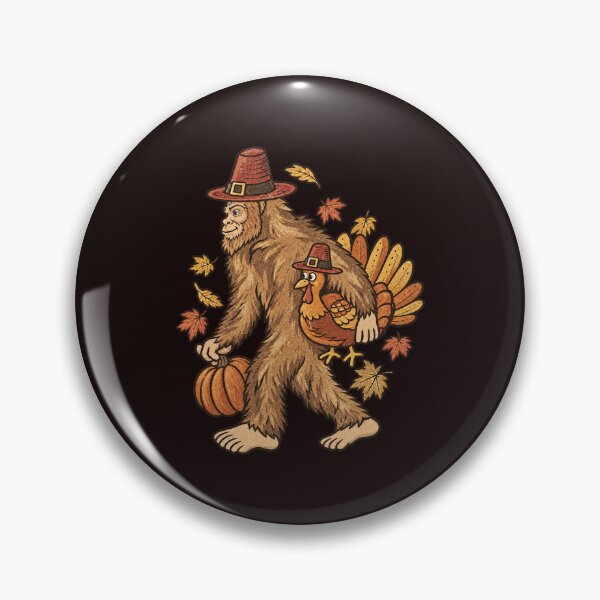 Item preview, Bigfoot Sasquatch Thanksgiving Pilgrim Turkey Pumpkin Vintage designed and sold by PunPals-Art.