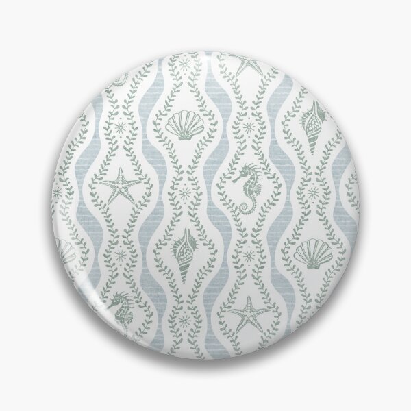 Item preview, Seahorses Shells And Starfish And Wavy Seaweed In Green And Gray designed and sold by EliveraDesigns.
