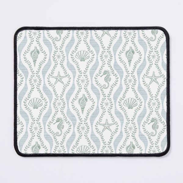 Item preview, Seahorses Shells And Starfish And Wavy Seaweed In Green And Gray designed and sold by EliveraDesigns.