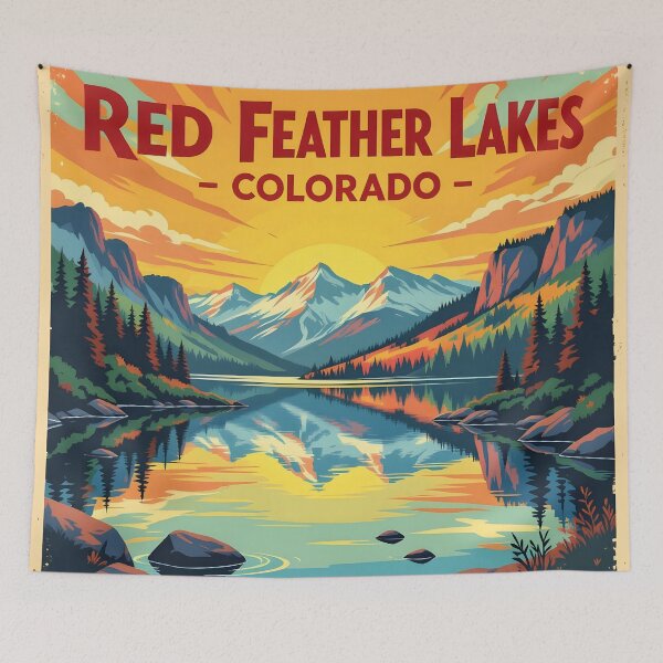 Item preview, Red Feather Lakes, Colorado: Vintage-Style Painterly Travel Poster designed and sold by LSVart.