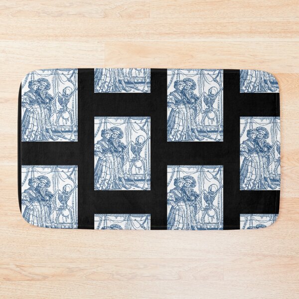 Item preview, Medieval Dance of Death - Danse Macabre Woodcut (blue version) designed and sold by Dungeon-Shop.