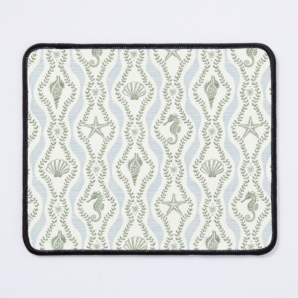 Item preview, Seahorses Shells And Starfish And Wavy Seaweed In Sage Green And Muted Blue designed and sold by EliveraDesigns.