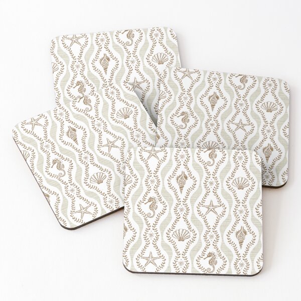Item preview, Seahorses Shells And Starfish And Wavy Seaweed In Sand And Brown designed and sold by EliveraDesigns.