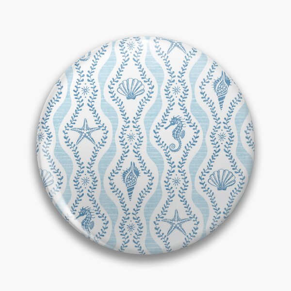 Item preview, Seahorses Shells And Starfish And Wavy Seaweed In Shades Of Blue designed and sold by EliveraDesigns.
