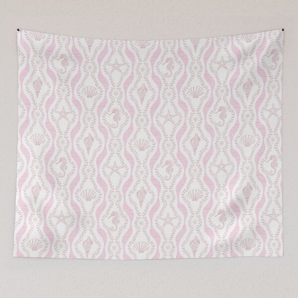 Item preview, Seahorses Shells And Starfish And Wavy Seaweed In Shades Of Pink designed and sold by EliveraDesigns.