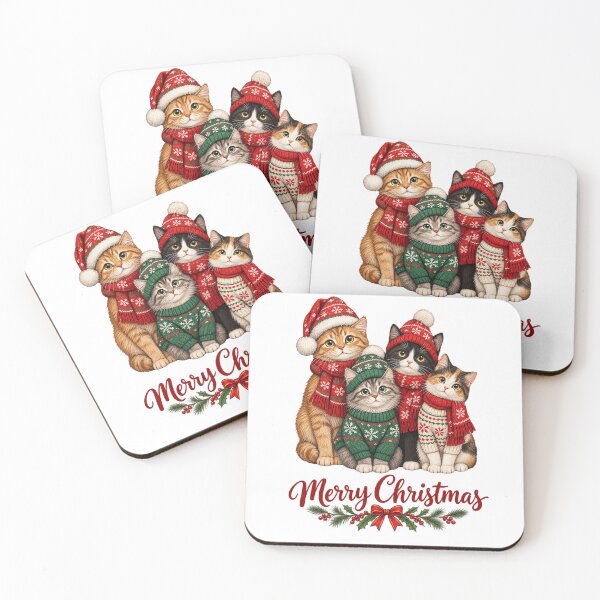 Item preview,  Cute Christmas Cats in Festive Sweaters and Santa Hats – Holiday Cat Lover Design designed and sold by SOUFIANE1991.